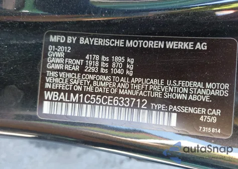 2012 BMW Z4 Sdrive35Is from USA, damaged, VIN WBALM1C55CE633712